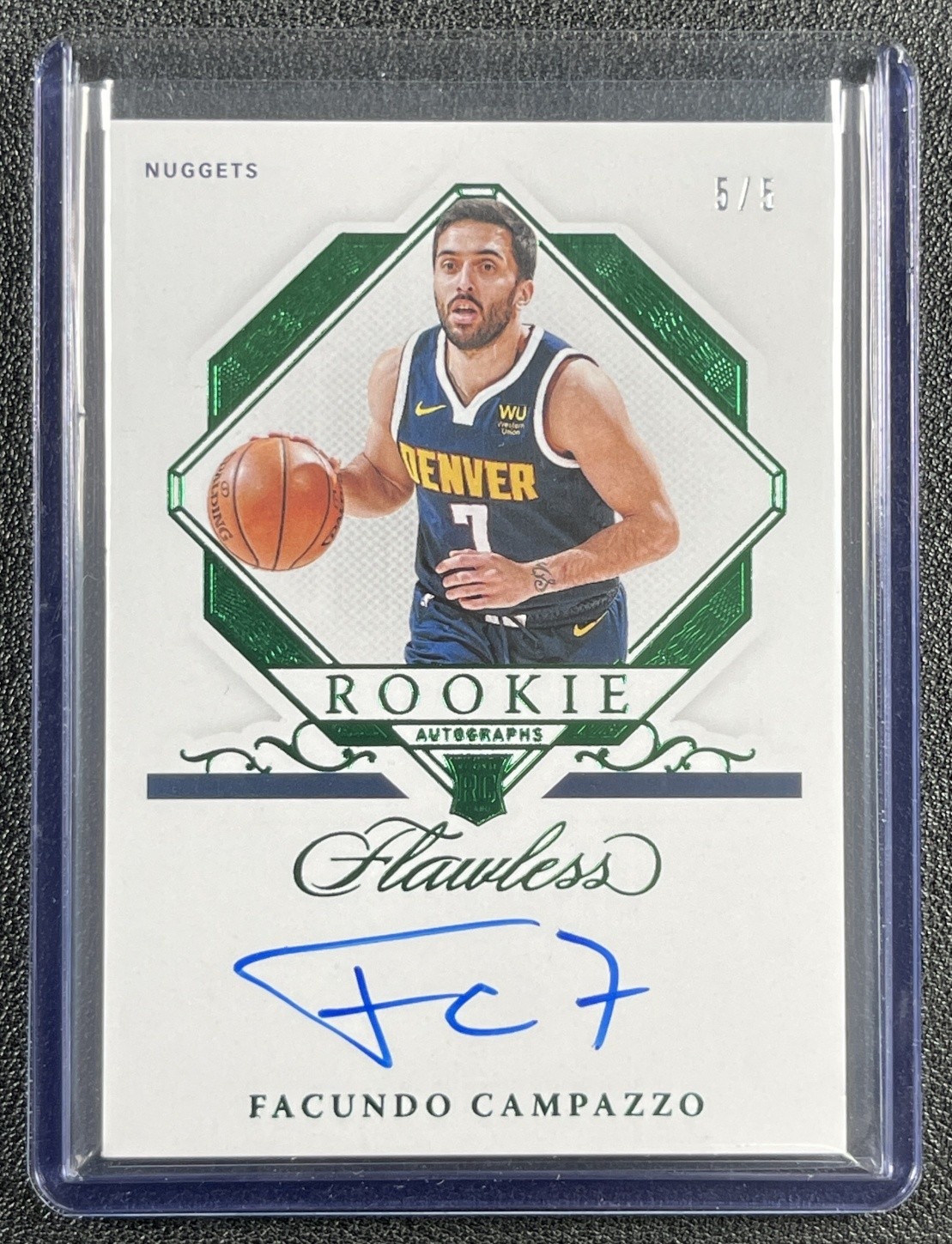 FACUNDO CAMPAZZO 2020-21 PANINI FLAWLESS #FRA-FAC ROOKIE AUTO EMERALD RC 5/5