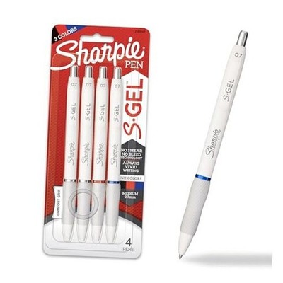 Sharpie S-Gel Gel Pens, White Barrel, Medium Point (0.7mm), Assorted 4 Count