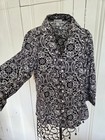 Coldwater Creek petite large black and white cottagecore button up collar blouse