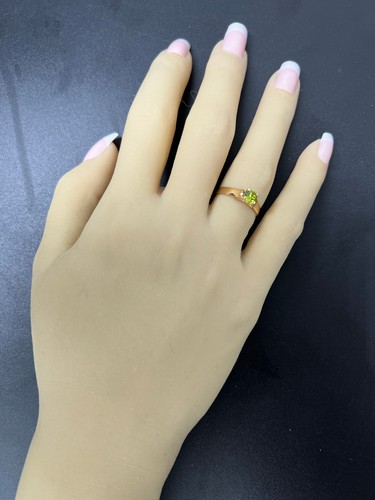 Classic 9ct Gold Ring with Round Green Crafted Spinel, Slim Cast Design - 第 5/20 張圖片