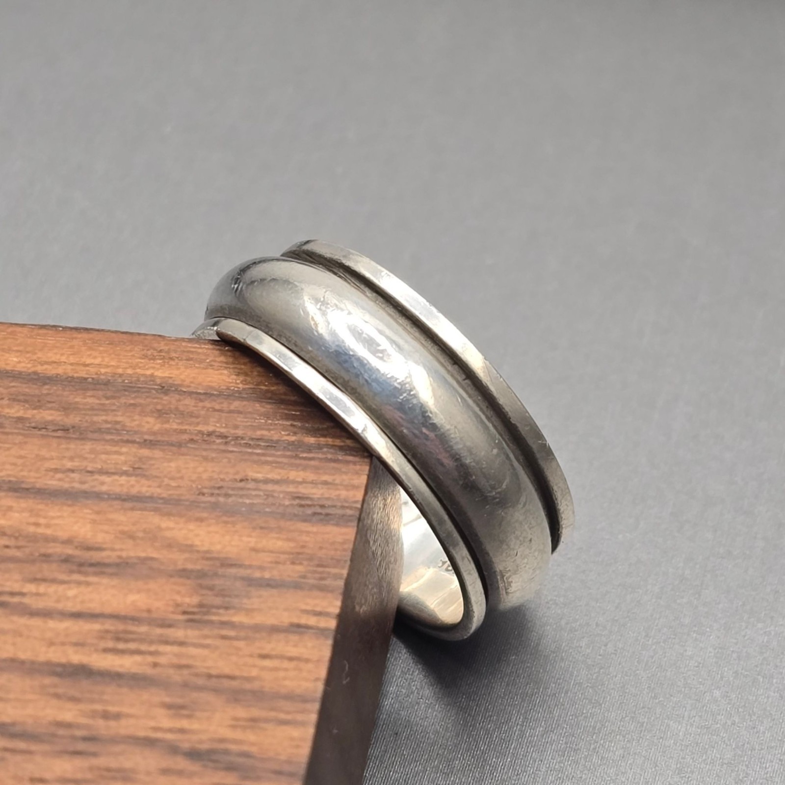 Vintage Sterling Silver 'Imagine' Fidget Spinner Ring Size 10.5 Wide 8.2mm Band