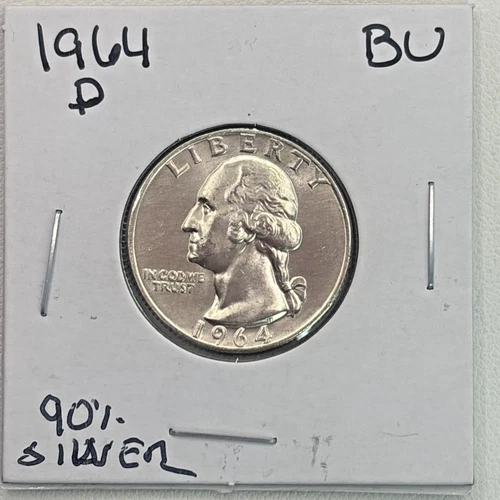 1964-D Washington Quarter 90% Silver BU (Brilliant Uncirculated) Denver Mint