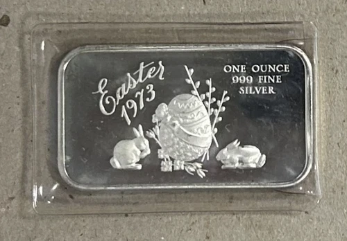 "EASTER" 1973 MADISON MINT 1 TROY OUNCE .999 FINE SILVER BAR