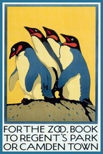 14490.Póster decorativo de pared.Arte interior vintage.Londres para el viaje del pingüino del zoológico