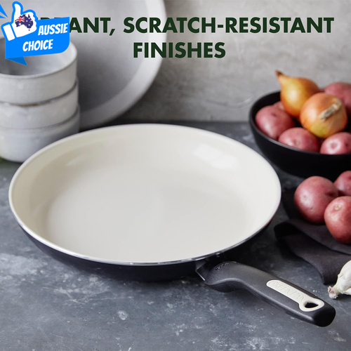 Rio Healthy Nonstick Ceramic Frying Pan Set 8" 10" 12" Soft Grip Pfas-Free Black - Picture 6 of 10