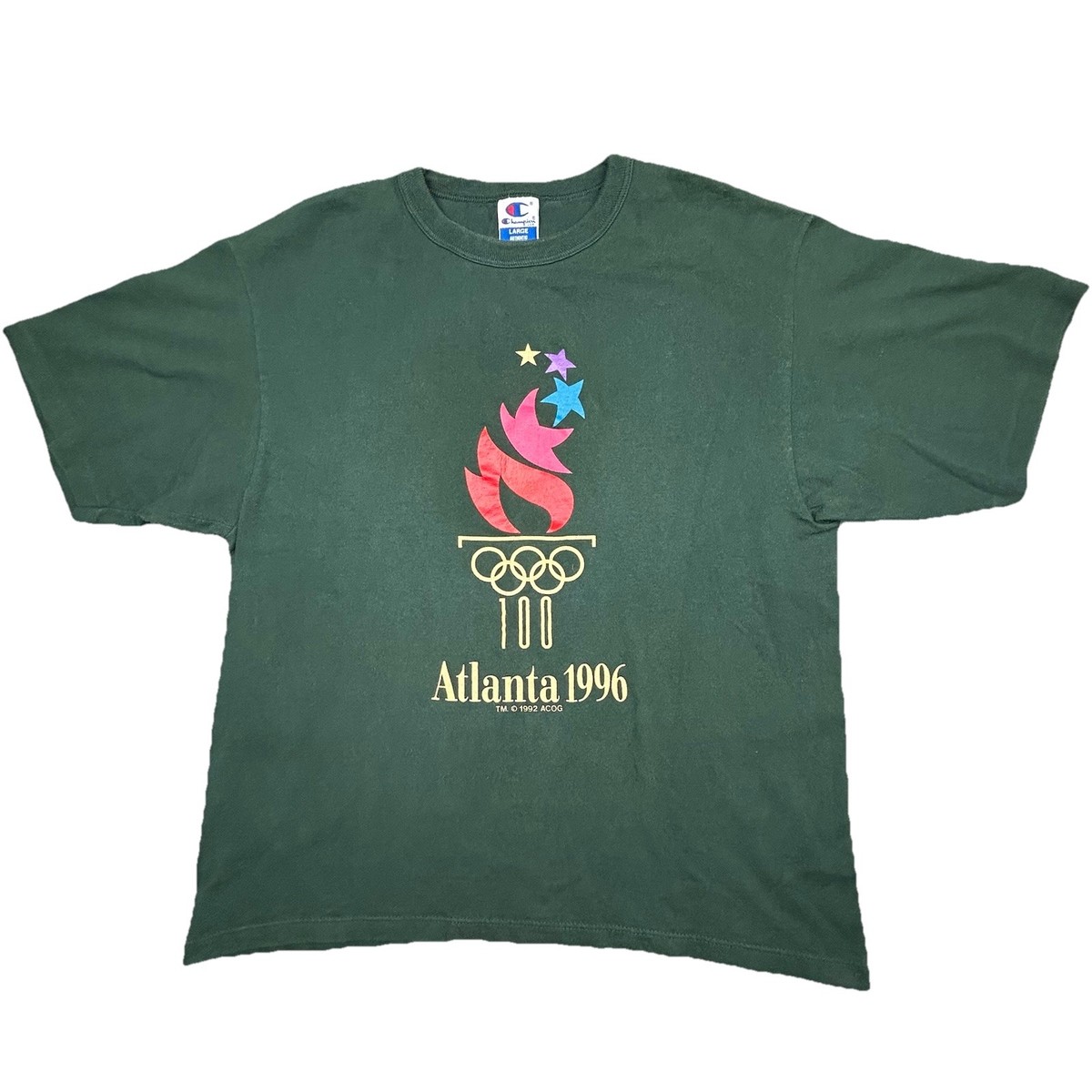 Vtg Atlanta Olympics Shirt Champion 1996 Tee Mens Large Green 
