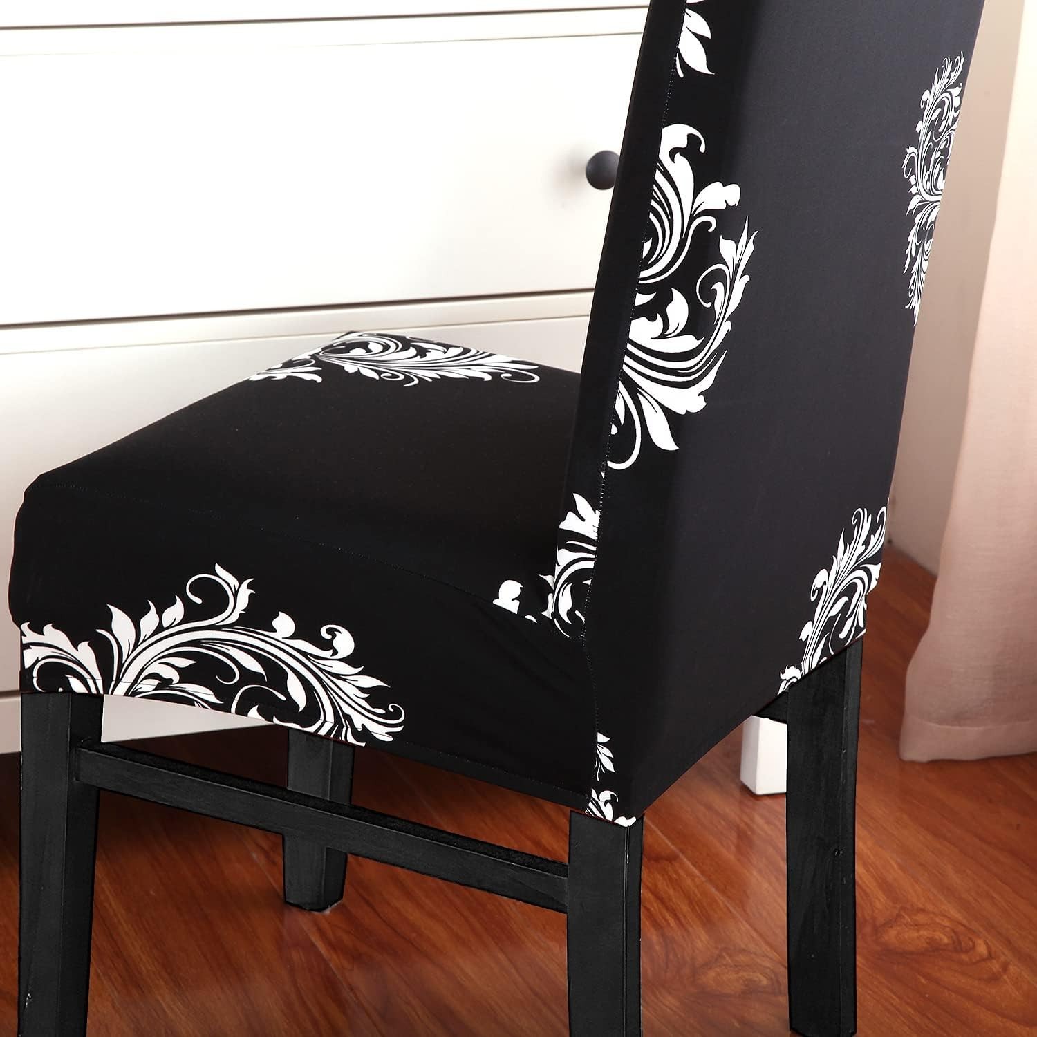 6 Fundas Para Sillas De Comedor Negras Decorativos Elastica Forros Set En Ofert