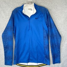 Nike Dri-FIT Pullover Mens Medium Blue Half Zip Long Sleeve Running Zip Pocket