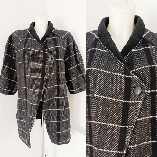Claude Montana, Complice By Claude Montana 1980s Vintage Oversized Wool Cape Coat Shorts Sleeves