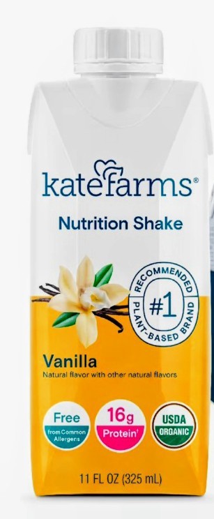 KATE FARMS Organic Nutrition Shake Vanilla 16g Protein 11 Oz Pack Of 12