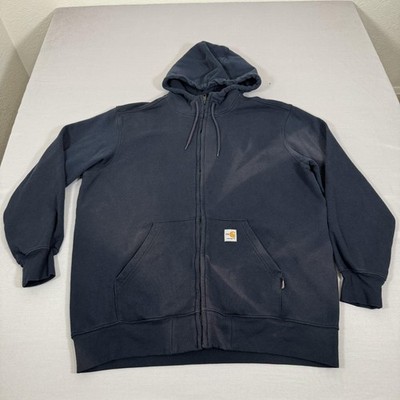 Carhartt Hoodie Mens XL Blue FR Flame Resistant Zip Up Sweater Workwear Cat 3