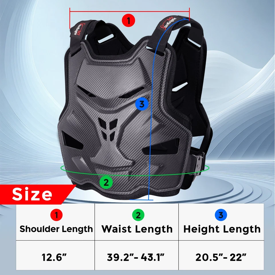 Protector de pecho de motocross negro ligero para hombre adulto Foto 3 de 4