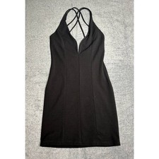 Love J Little Black Dress Plunge Neckline Bodycon Women Size Medium NWOT