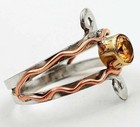 Natural Two Tone Golden Citrine 925 Solid Sterling Silver Ring Sz 8  — photo 2