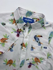 Chubbies Mens Small Polo Golf Stretch Shirt Birds Of Polodise Parrot White