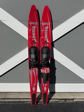 O'Brien SM2001 Water Skis Combo 58" Red Adjustable Bindings Wide Ride Slalom