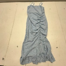 Shein Light Blue Lacey Sleeveless Ruffle Hem Long Dress With Slit Women's L NEW