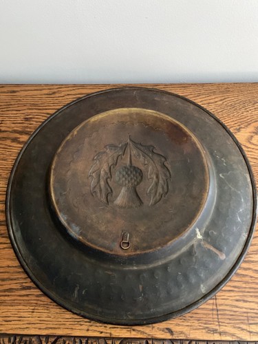 ANTIQUE LARGE SCOTTISH THISTLE RELIEF BRASS HERALDIC SHIELD WALL PLAQUE SCOTLAND - Picture 5 of 5