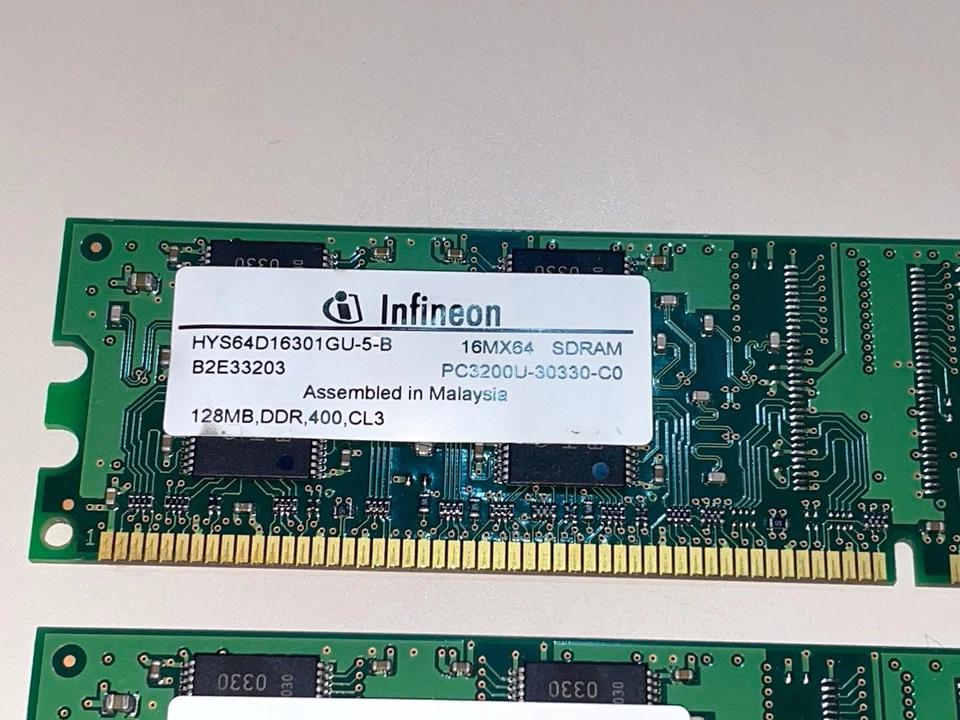 Infineon 128MB DDR 400 CL3 PC3200 SDRAM MEMORY MODULES -WORKS - KIT OF 2 (256MB) - Image 4 of 4