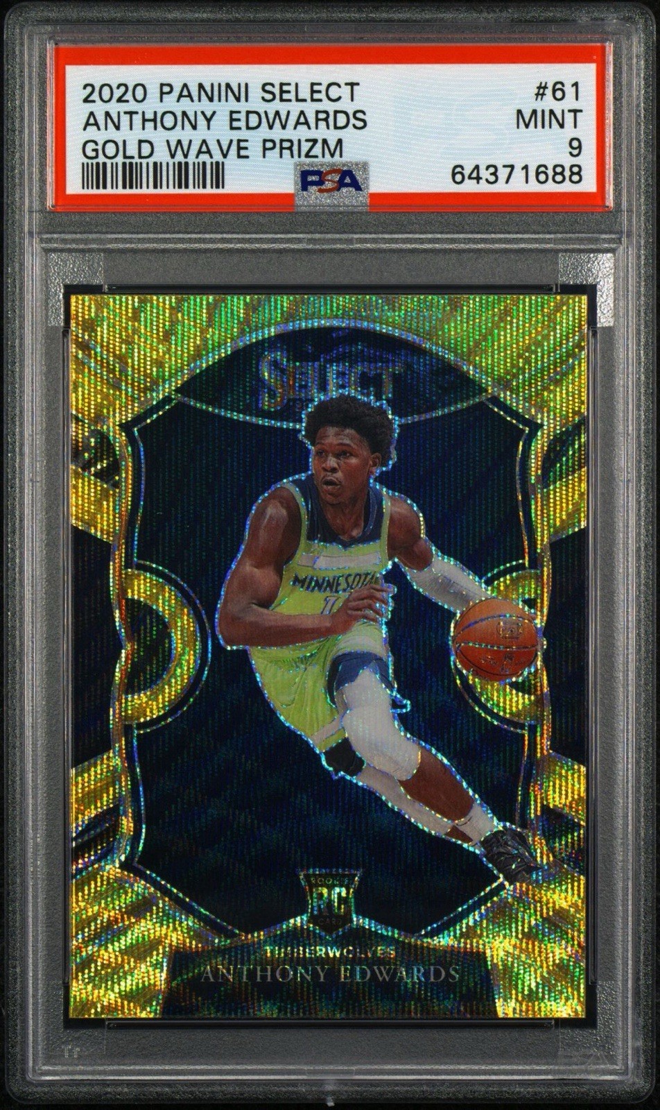 2020-21 Panini Select - Concourse Anthony Edwards #61 Gold Wave Prizm (RC)