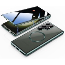 Full Body Clear Magnetic Case Built-in Privacy Film For Samsung S24 S25 Ultra FE