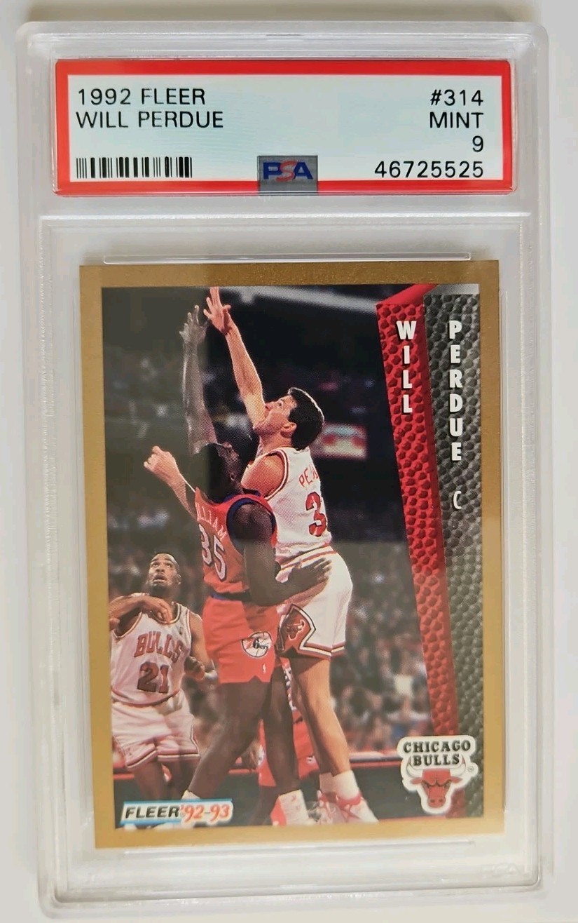 Will Perdue 1992 Fleer Basketball Card Graded PSA 9 Chicago Bulls #314 Pop of 2
