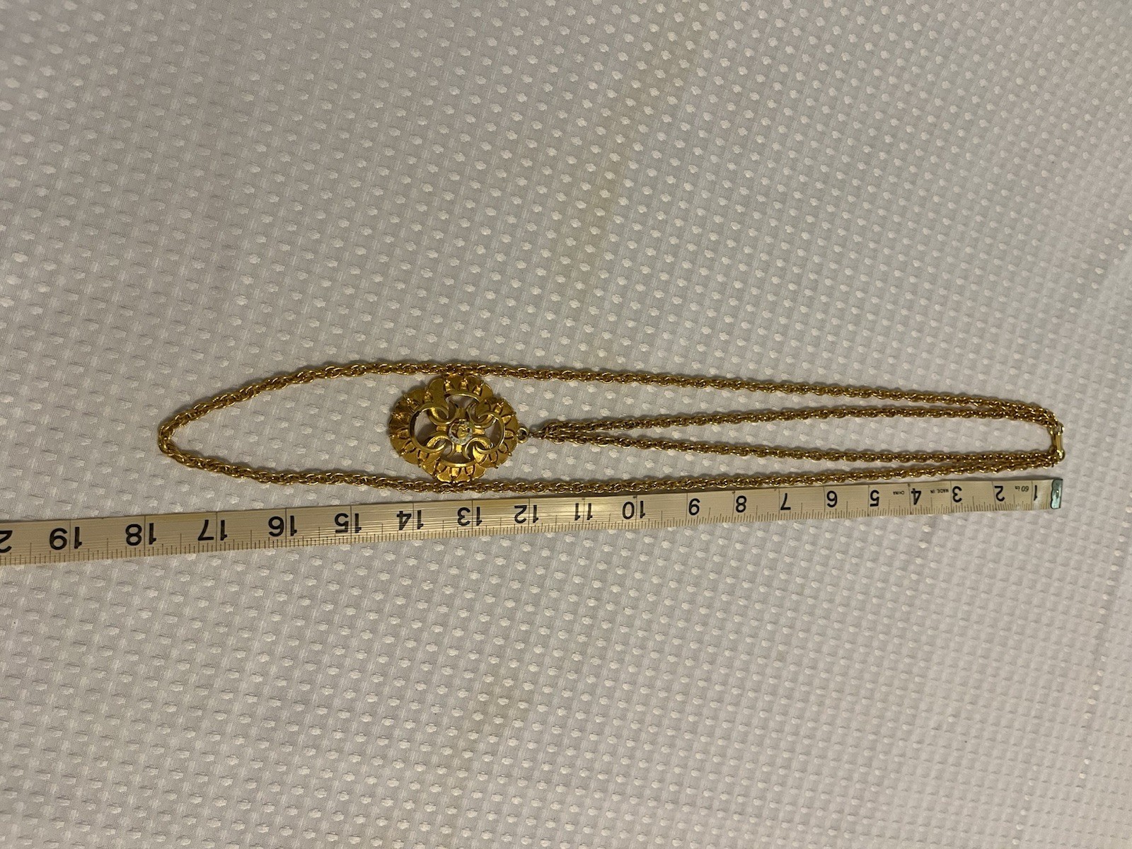 Solid Cooper Double Chain Necklace, Gold Tone  Wi… - image 9