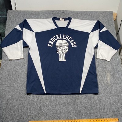 Teamwork Knuckleheads Hockey Jersey Mens 2XL Navy White #24 Athletic Apparel