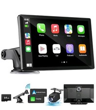 Wireless Apple Carplay Screen for Car 4K Dash Cam, 9" Portable Apple Carplay ...