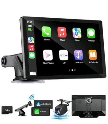 Wireless Apple Carplay Screen for Car 4K Dash Cam, 9'' Portable Apple Carplay ...