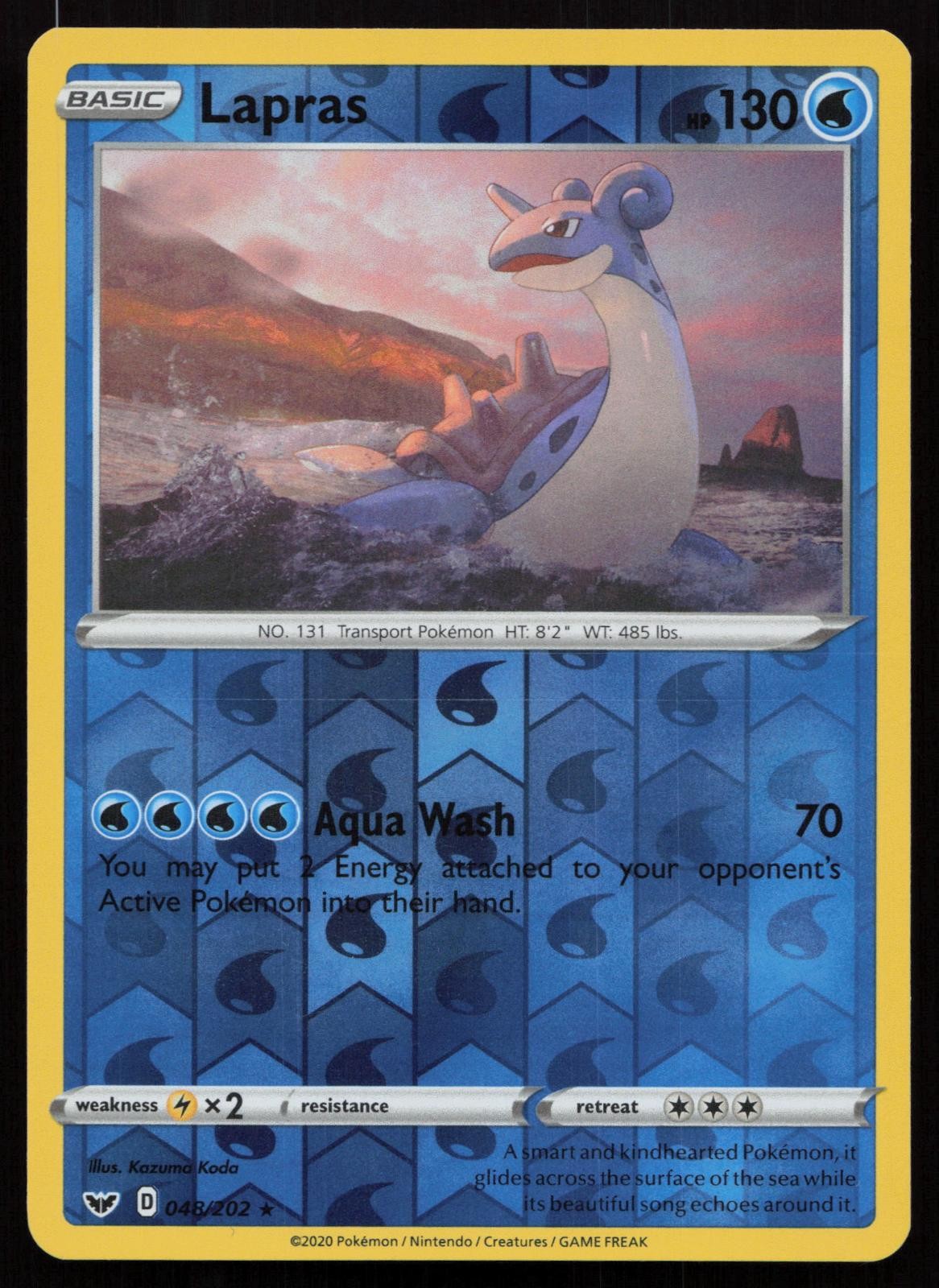 Lapras 048/202 Rare Sword & Shield Pokemon Reverse Holo Near Mint