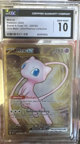 CGC 10 GEM MINT Mew Ex 205/165Gold METAL 151 UPC PROMO PokemonCard