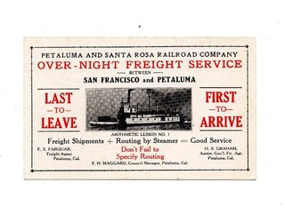 EPHEMERA PETALUMA AND SANTA ROSA RAILROAD COMP. 1904 1932