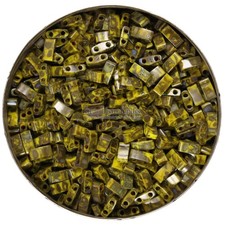 MIYUKI Half Tila 2-Hole Beads, Opaque Yellow PICASSO 4519 10 Grams