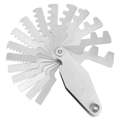 29 Degree Acme Screw Pitch Gauge Set, 16-Piece Steel Thread Pitch Measuring Tool