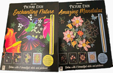 2 Book lot - Picture Etch Nature Scratch Book: Floral, Humming bird  Mandalas