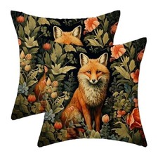 Floral Pillow Covers 18x18 Inch Vintage Throw Pillow 18" x 18" Pack of 2 Fox