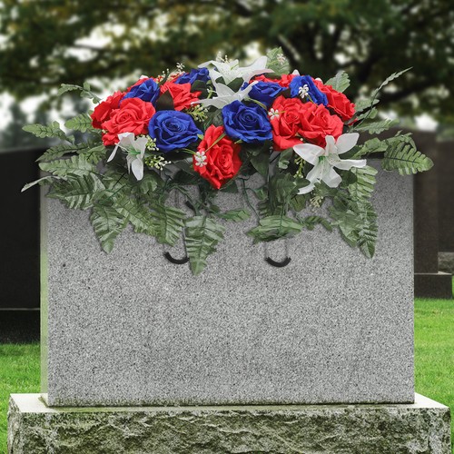 Artificial Flowers for Headstone Outdoor Grave Decorations Cemetery Flowers - Picture 1 of 12