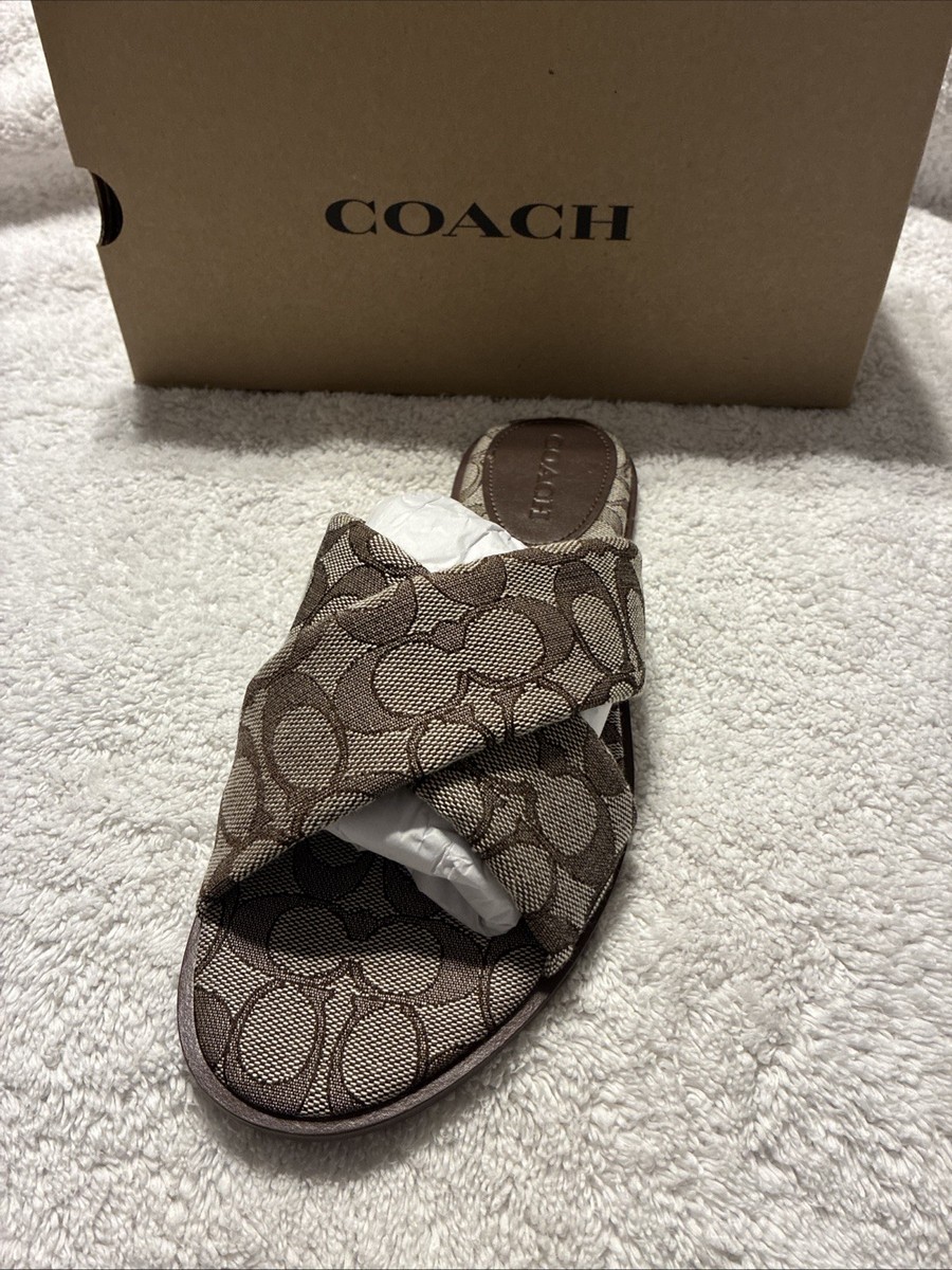Coach Ladies Cross Cross Slide Sandals Size 10