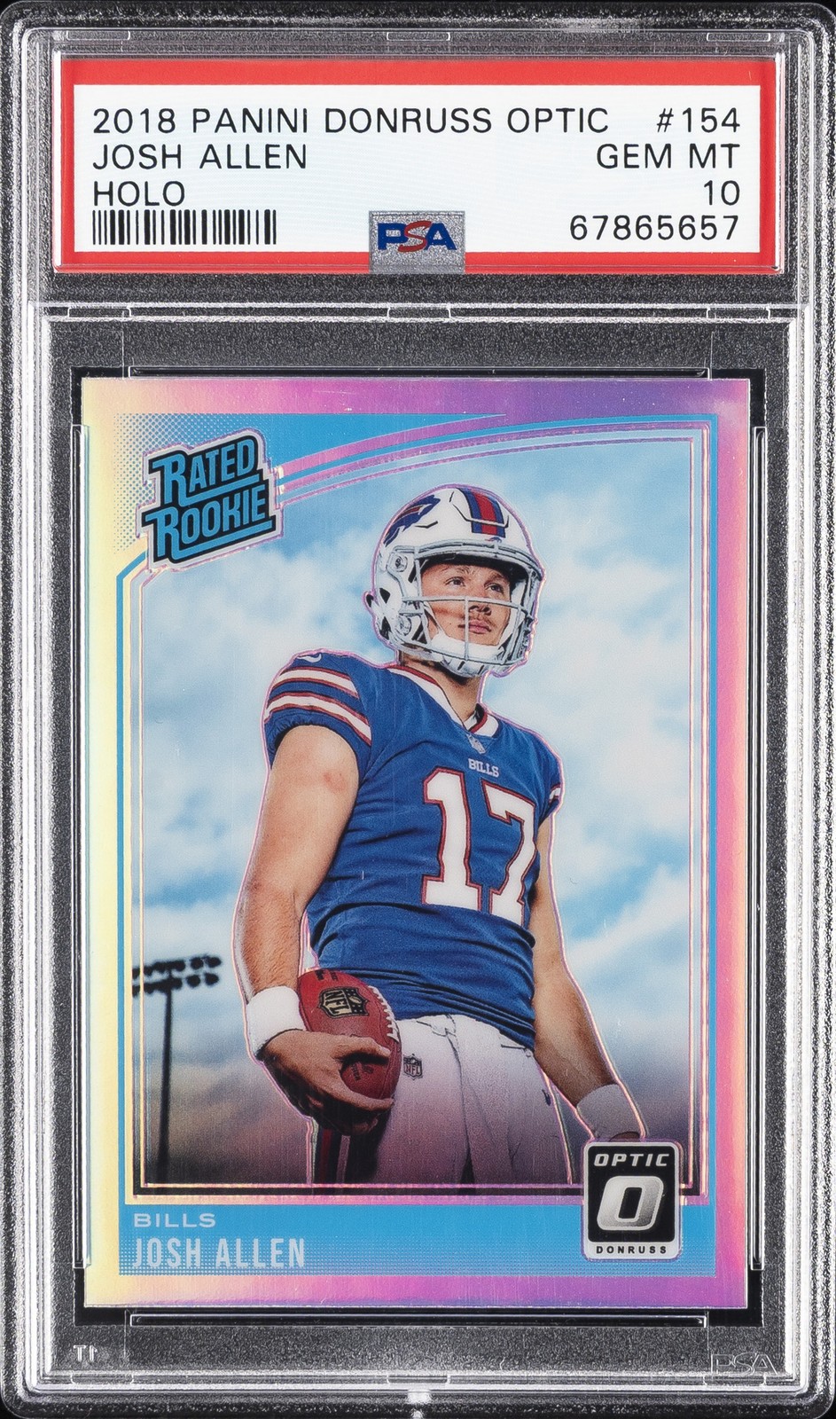 2018 PANINI DONRUSS OPTIC HOLO #154 JOSH ALLEN ROOKIE RC PSA 10 view 1