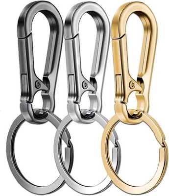 3 Pack Metal Keychains with Carabiner Clip, Key Ring Holder Organizer for Home &