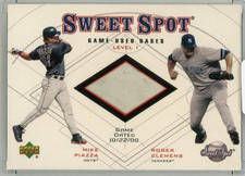 2001 UPPER DECK Sweet Spot Roger Clemens/Mike Piazza Game Base Duos #B1CP