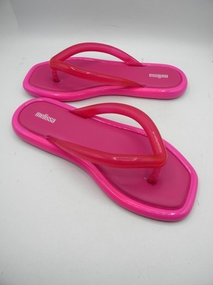 MELISSA Airbubble Hot Pink Jelly Thong Flip Flops Slide Sandals Size 8