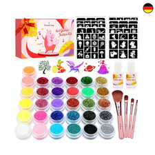 Biologisch abbaubarer Glitzer-Tattoo-Set | 165 Schablonen | Süße Kinderbox