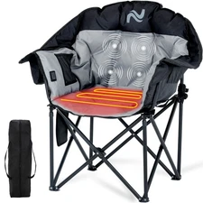 NAIZEA Heated Camping Chair Massage Chair With 3 Heat Levels Padded Sports Chair