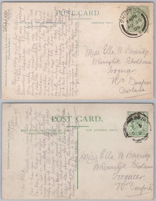 TROQUEER Dumfries 2x Postcards sent to Whinnyhill School, Postmark 1909 & 1911 - Image 1 of 2