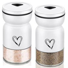 Stainless Steel Salt and Pepper Shakers Set,Refillable Salt Pepper Shaker Cle...