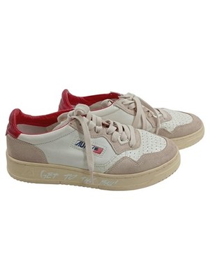 AUTRY Medalist Low Sneaker Herren Gr. 41 Weiß Rot Leder Retro