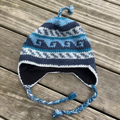 Aran Sweater Market Ireland Wool Fleece lined Tassel Blue Beanie