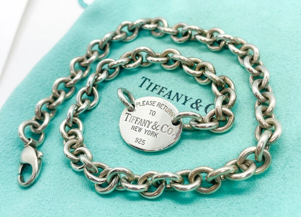 Collar colgante gargantilla etiqueta ovalada de plata esterlina Return to Tiffany & Co 15,5" Foto 2 de 4